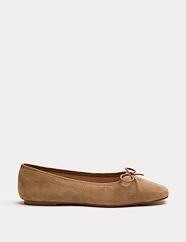 Suede Flat Square Toe Ballet Pumps - AU