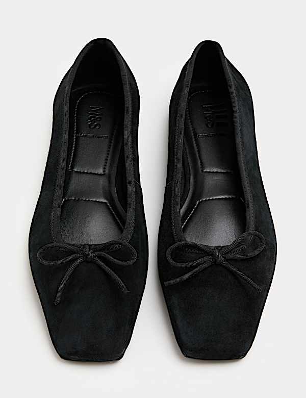 Suede Flat Square Toe Ballet Pumps - SK