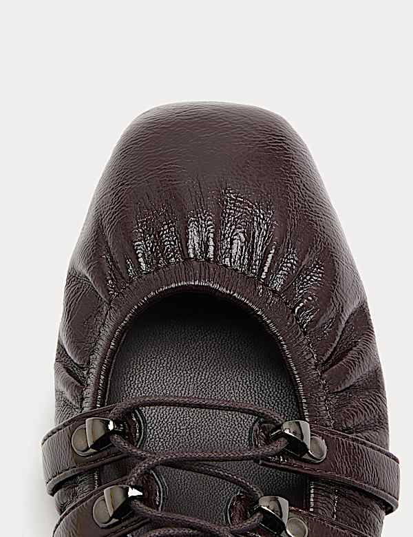 Lace Up Flat Ballet Pumps - AU