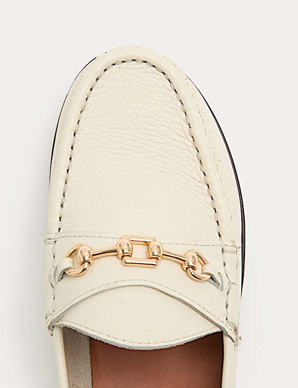 Leather Trim Block Heel Loafers - AU