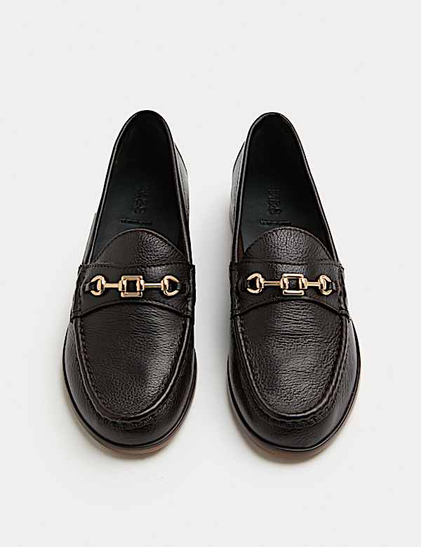 Leather Trim Block Heel Loafers - JO