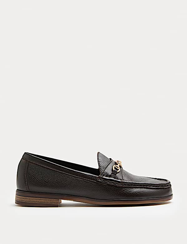 Leather Trim Block Heel Loafers - JO