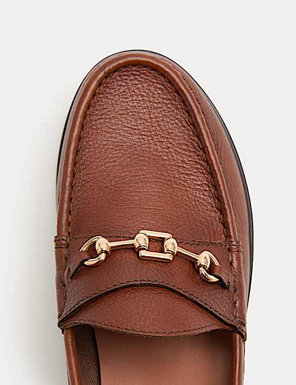 Leather Trim Block Heel Loafers - AU