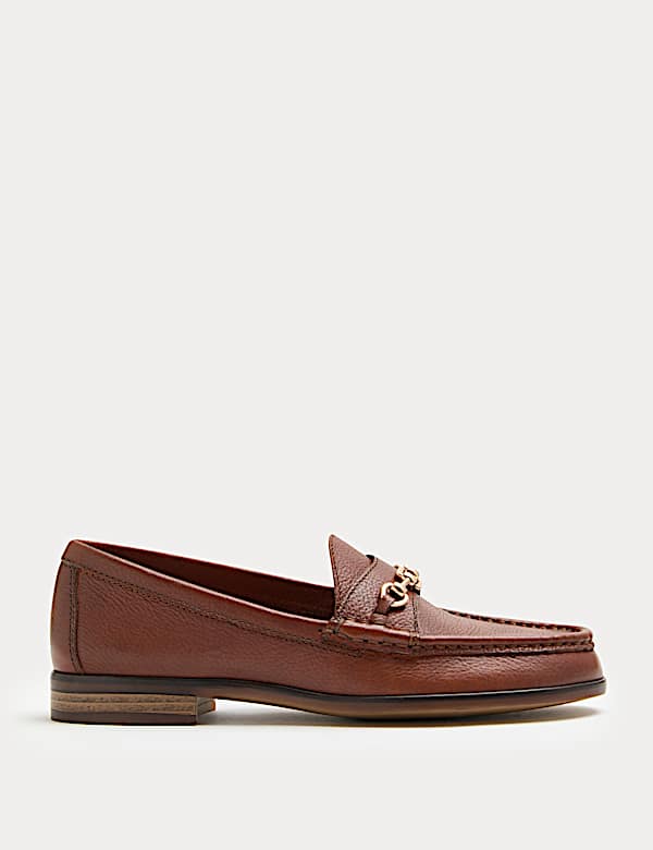 Leather Trim Block Heel Loafers - AU