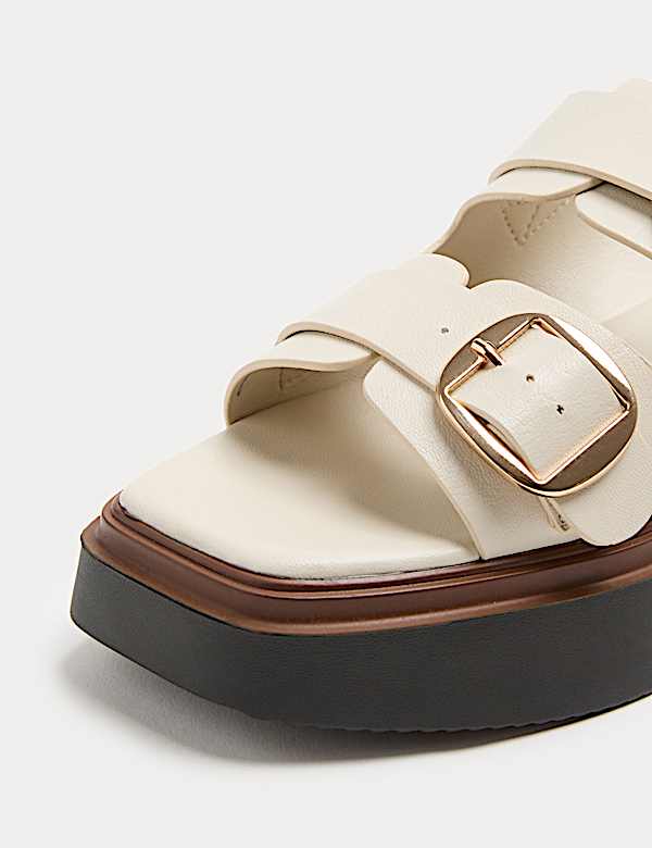 Double Buckle Flatform Mules - ES