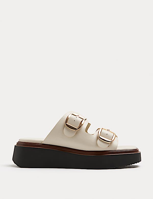 Double Buckle Flatform Mules - ES