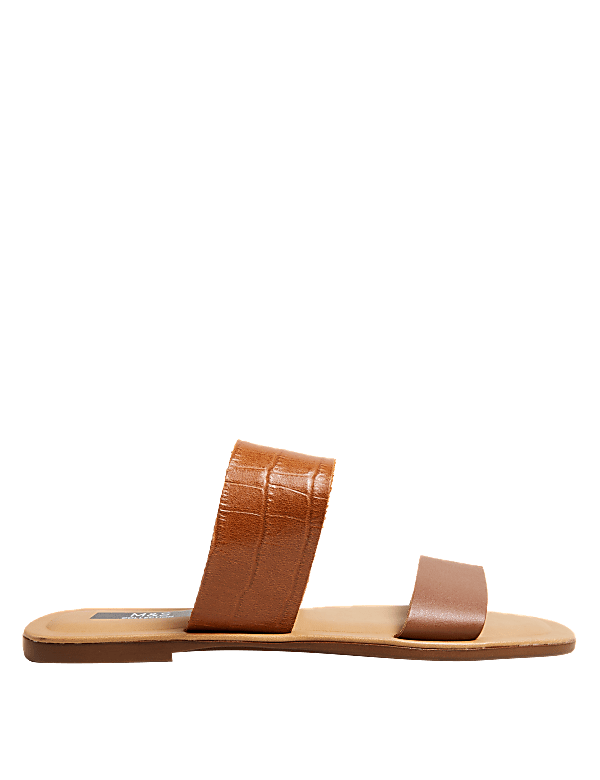 Leather Two Strap Square Toe Sandals