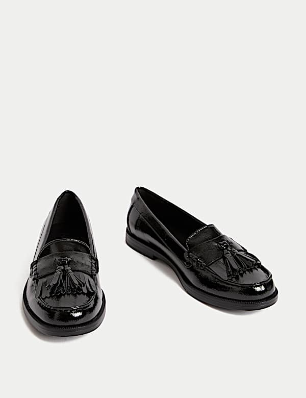 Patent Tassel Slip On Flat Loafers - UA