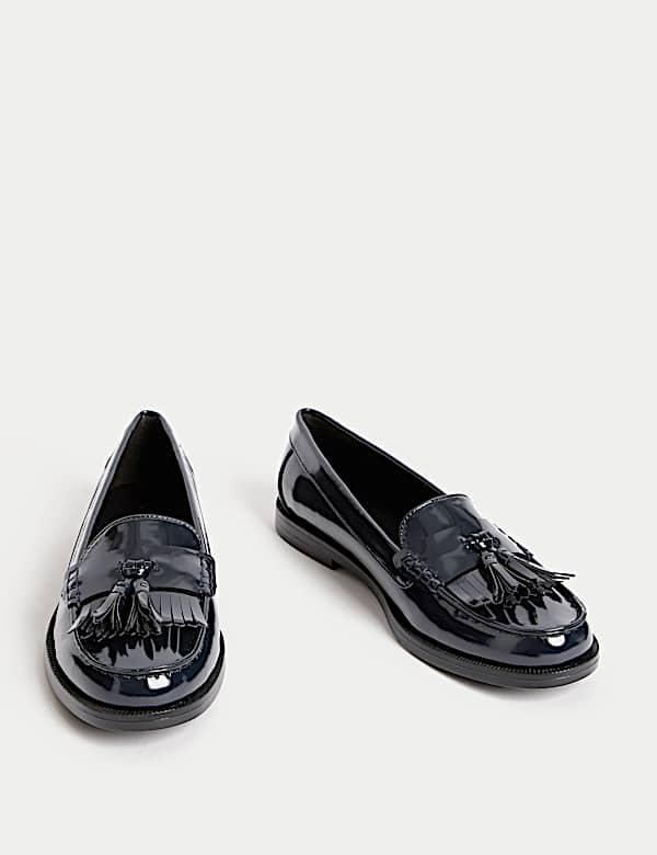 Patent Tassel Slip On Flat Loafers - UA