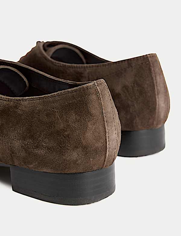 Suede Lace Up Block Heel Shoes - CA