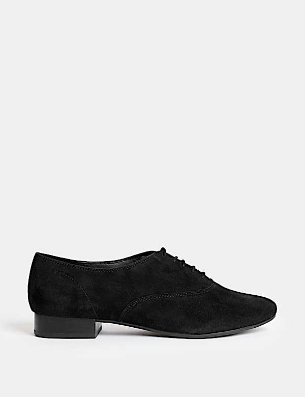 Suede Lace Up Block Heel Shoes - AL