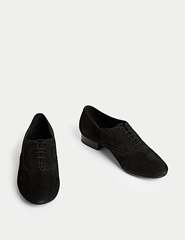 Suede Lace Up Block Heel Shoes - AL