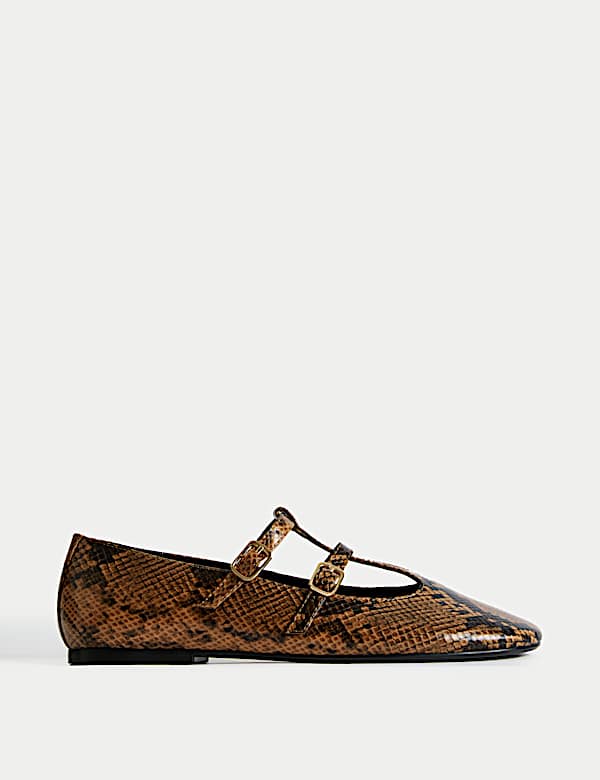 Ballerines Mary Jane à bride et imprimé peau de serpent - BE