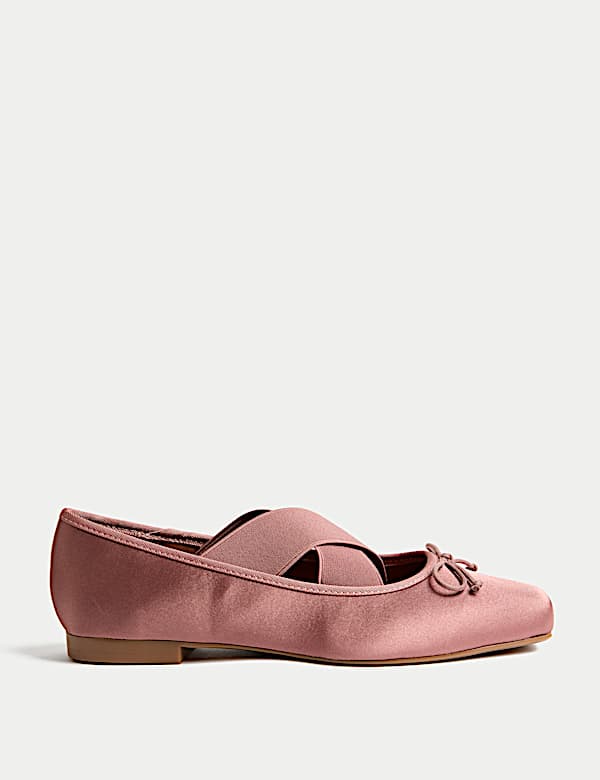 Satin Strappy Flat Ballet Pumps - US