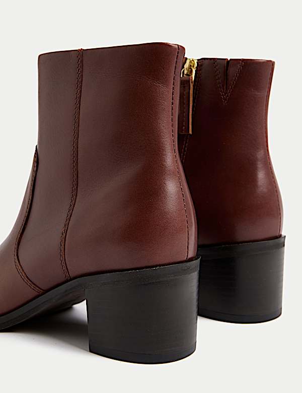 Bottines en cuir à talons carrés - FR