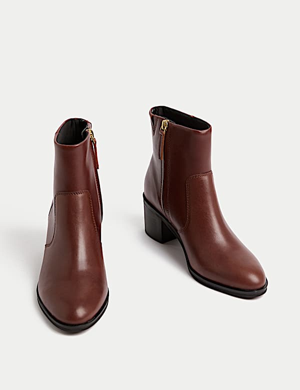 Bottines en cuir à talons carrés - FR