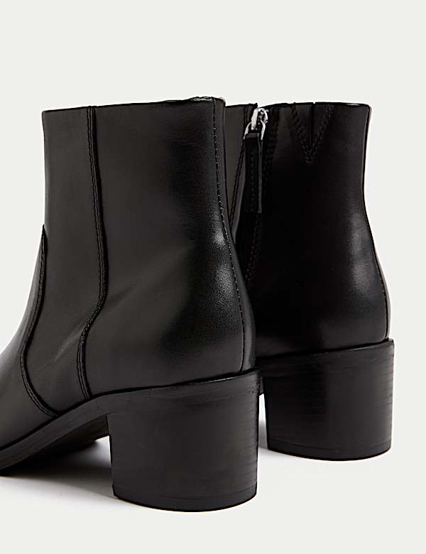 Bottines en cuir à talons carrés - LU