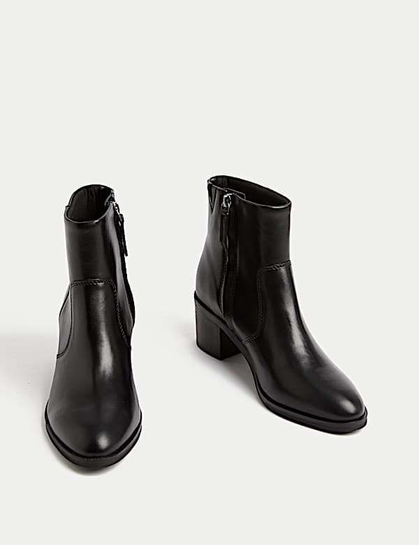 Bottines en cuir à talons carrés - LU