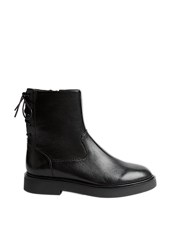 Leather Block Heel Ankle Boots