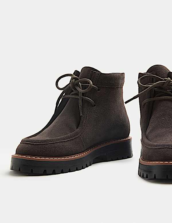 Bottines épaisses en daim à talons carrés - FR