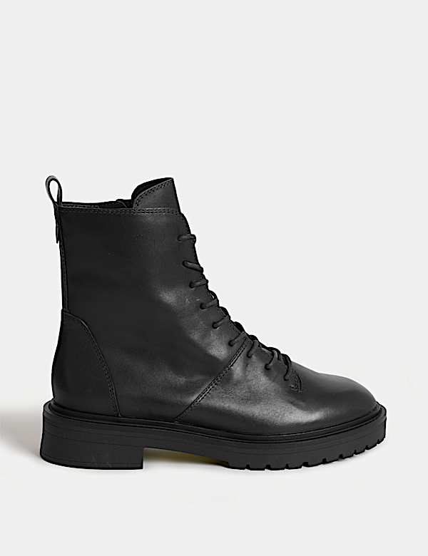 Leather Lace Up Ankle Boots - AU