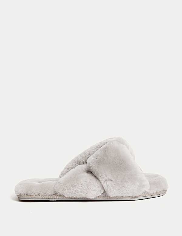 Shearling Knotted Open Toe Slider Slippers - RS