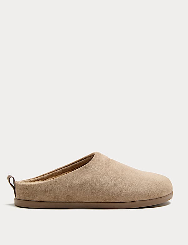 Faux Fur Lined Back Tab Mule Slippers - ID