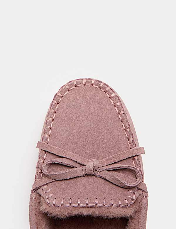 Suede Stitch Detail Moccasin Slippers - CZ