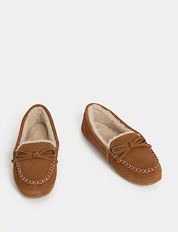 Suede Stitch Detail Moccasin Slippers - GR