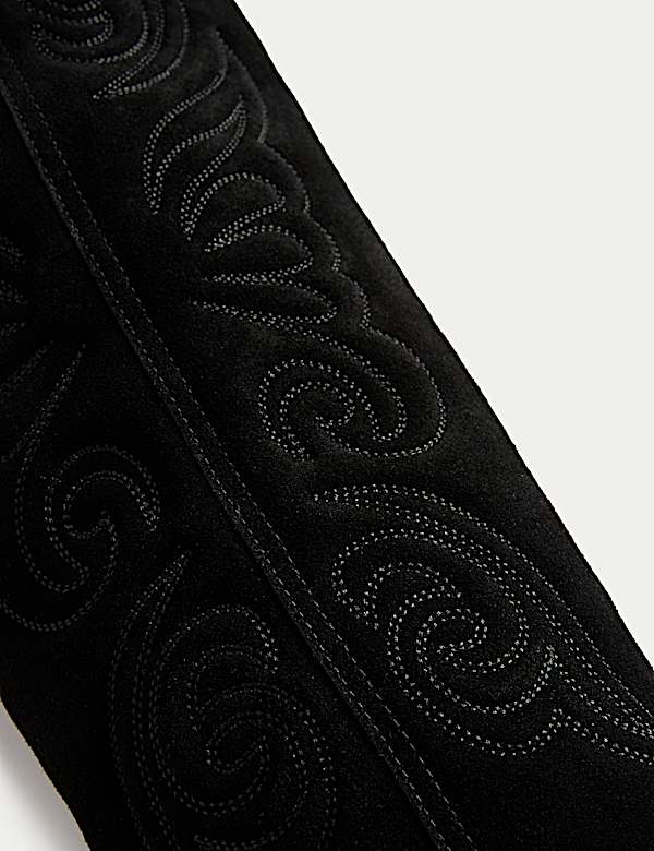 מגפי בוקרים מזמש עם רקמה בגובה הברך - IL