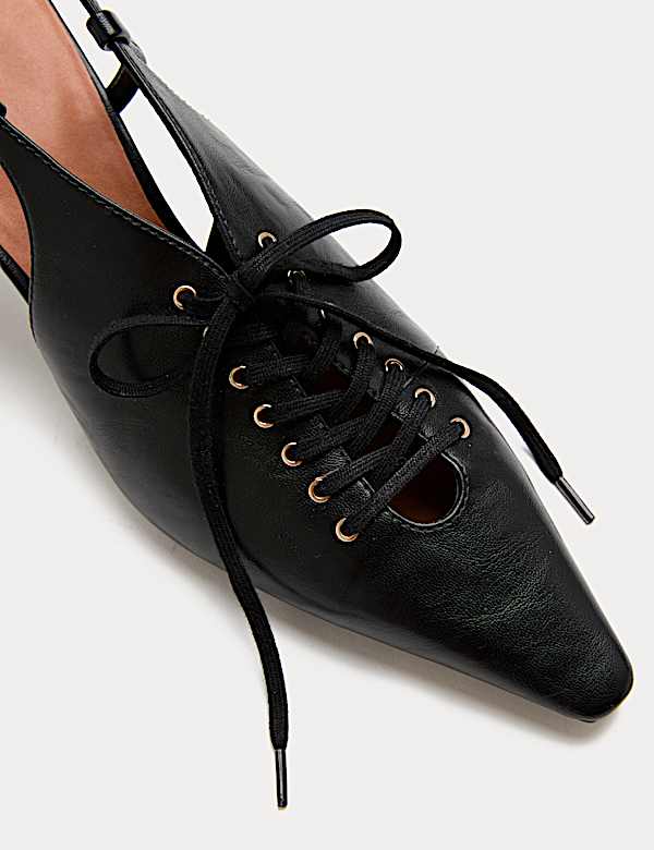 Lace Up Stiletto Heel Slingback Shoes - DK