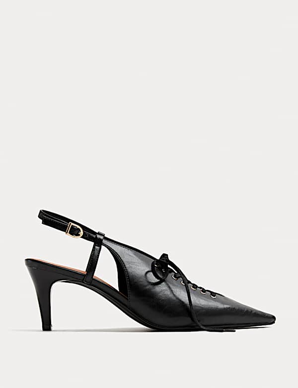 Lace Up Stiletto Heel Slingback Shoes - DK