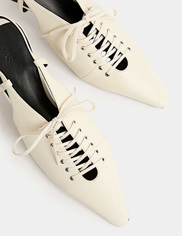 Lace Up Stiletto Heel Slingback Shoes - NO