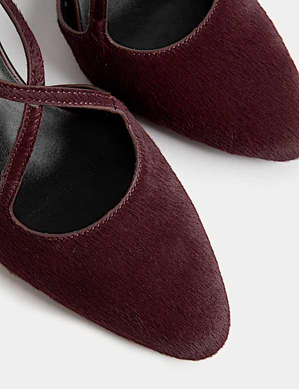 נעלי רצועת עקב מעור עם רצועות צולבות וחרטום מעוגל - IL