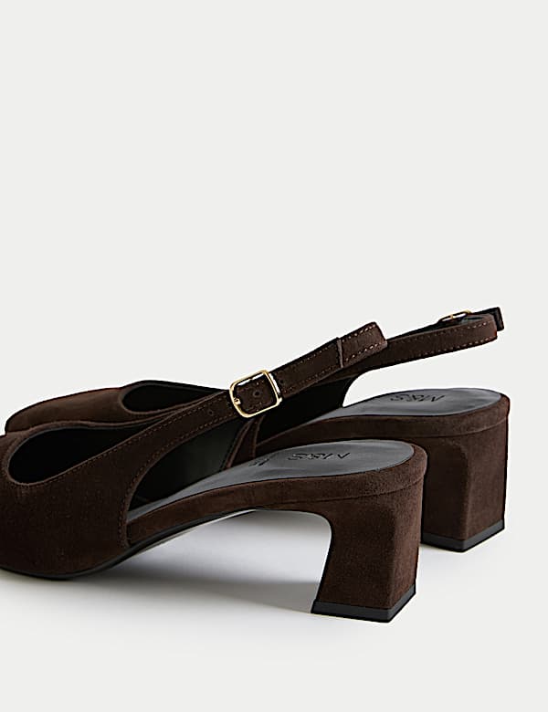 Suede Square Toe Slingback Shoes - SE