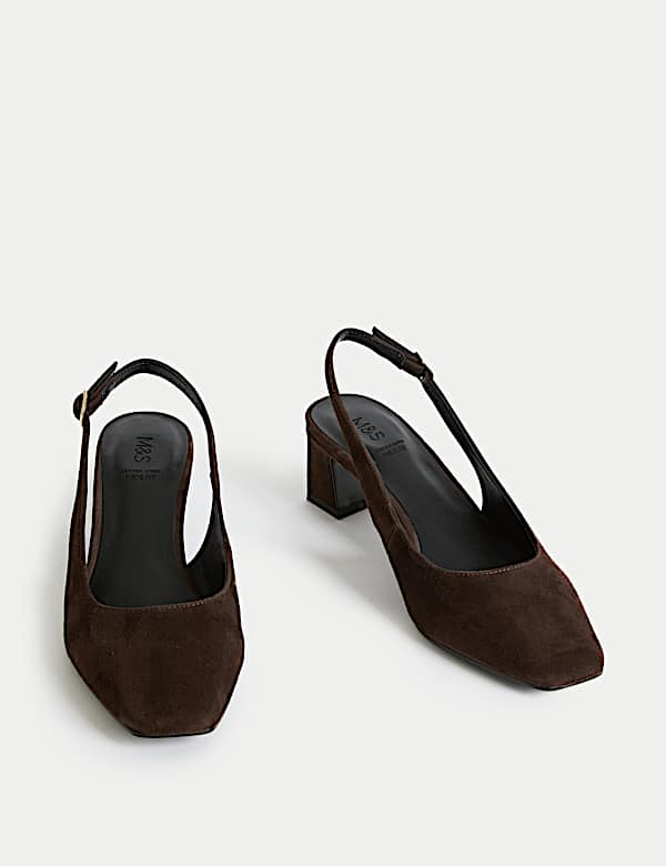 Suede Square Toe Slingback Shoes - SE