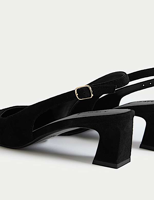 Suede Square Toe Slingback Shoes - ES