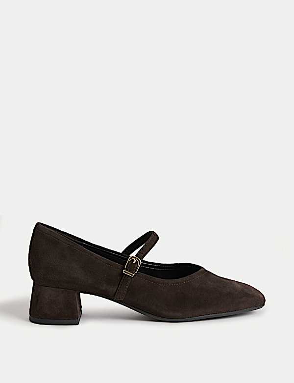 Wide Fit Suede Block Heel Court Shoes - VN