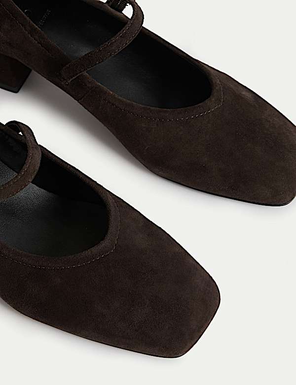 Suede Block Heel Court Shoes - LU