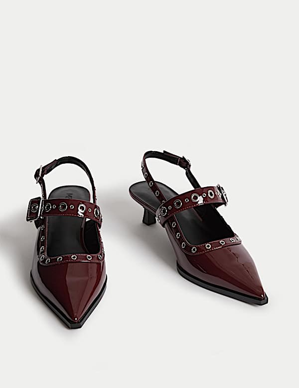 Patent Strappy Kitten Heel Slingback Shoes - US