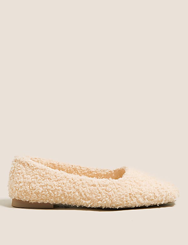 Borg Square Toe Ballerina Slippers - US