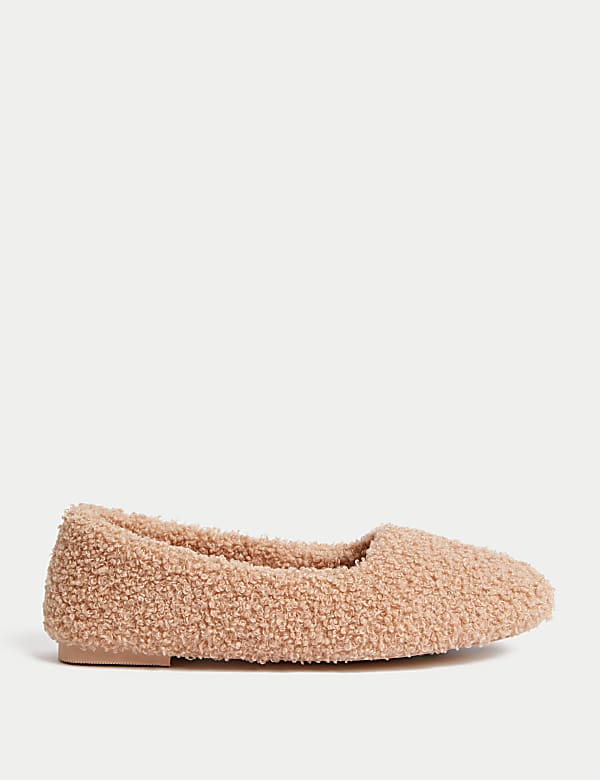 Borg Square Toe Ballerina Slippers - CH