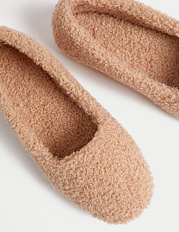 Borg Square Toe Ballerina Slippers - US