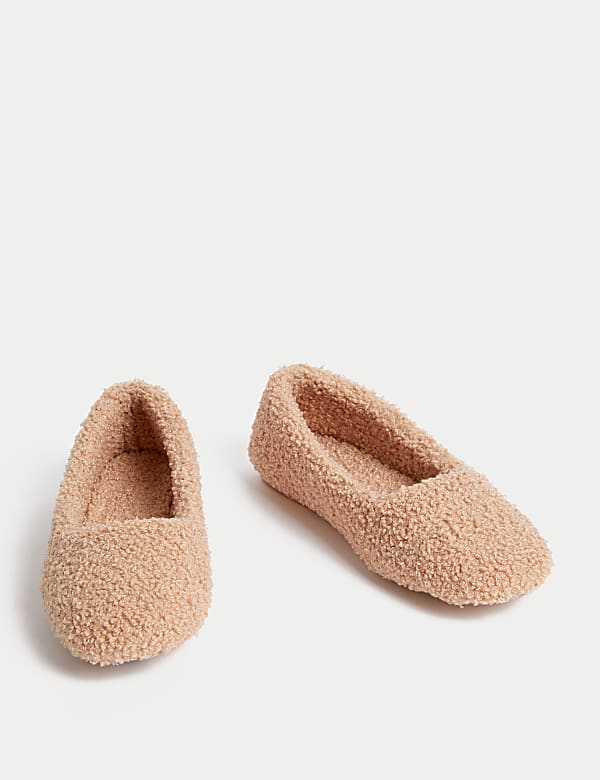 Borg Square Toe Ballerina Slippers - US