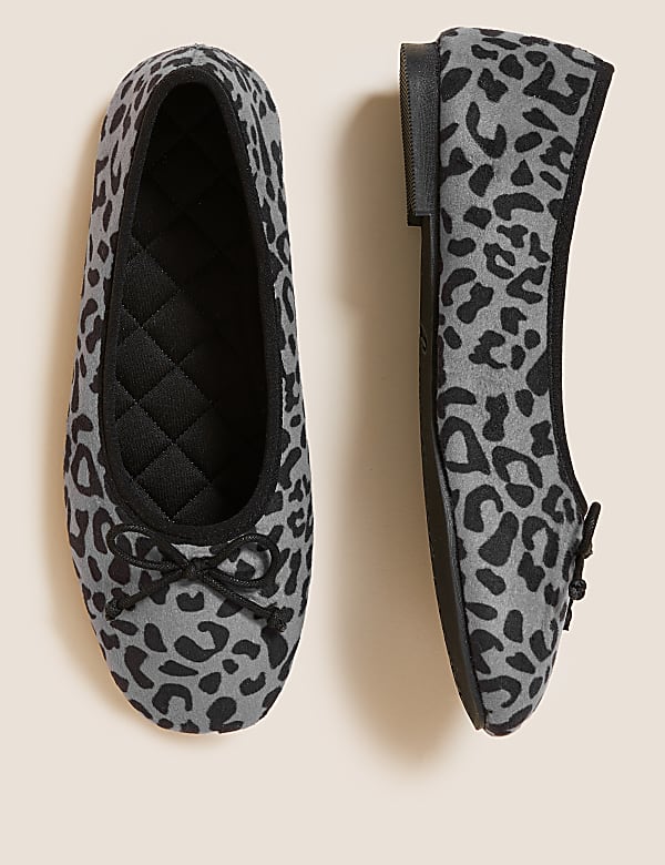 Leopard Print Bow Ballerina Slippers