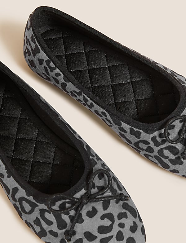 Leopard Print Bow Ballerina Slippers