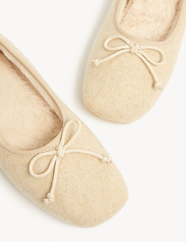 Faux Fur Lined Ballerina Slippers