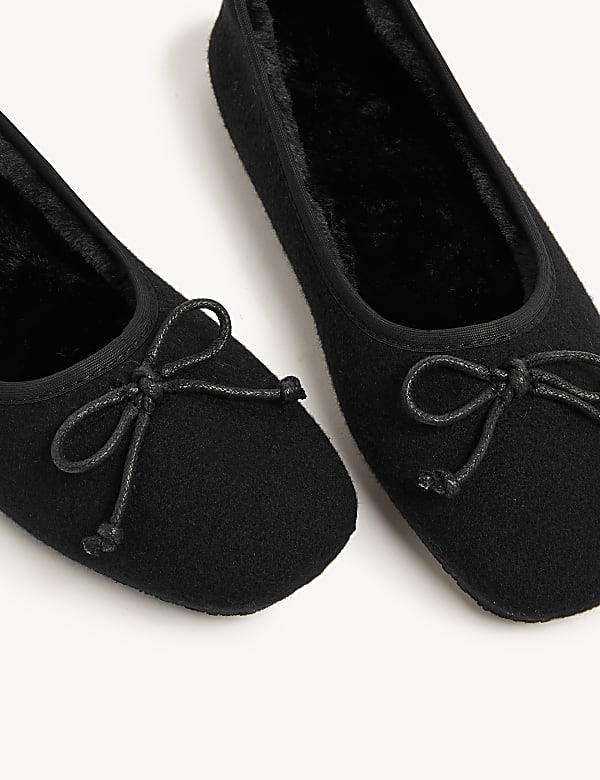 Faux Fur Lined Ballerina Slippers