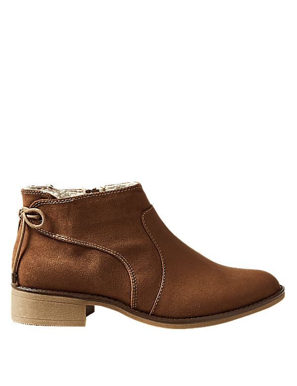 Suede Biker Block Heel Ankle Boots