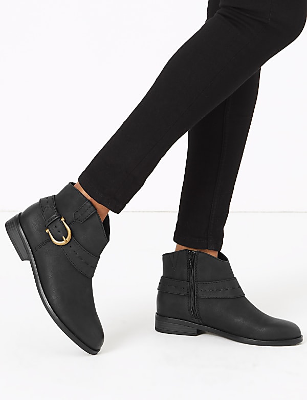 Western Buckle Ankle Boots